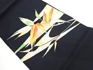 抽象霞に笹模様織出し名古屋帯